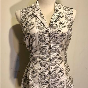 JONES NEW YORK TIE-WAIST BUTTON DOWN BLOUSE